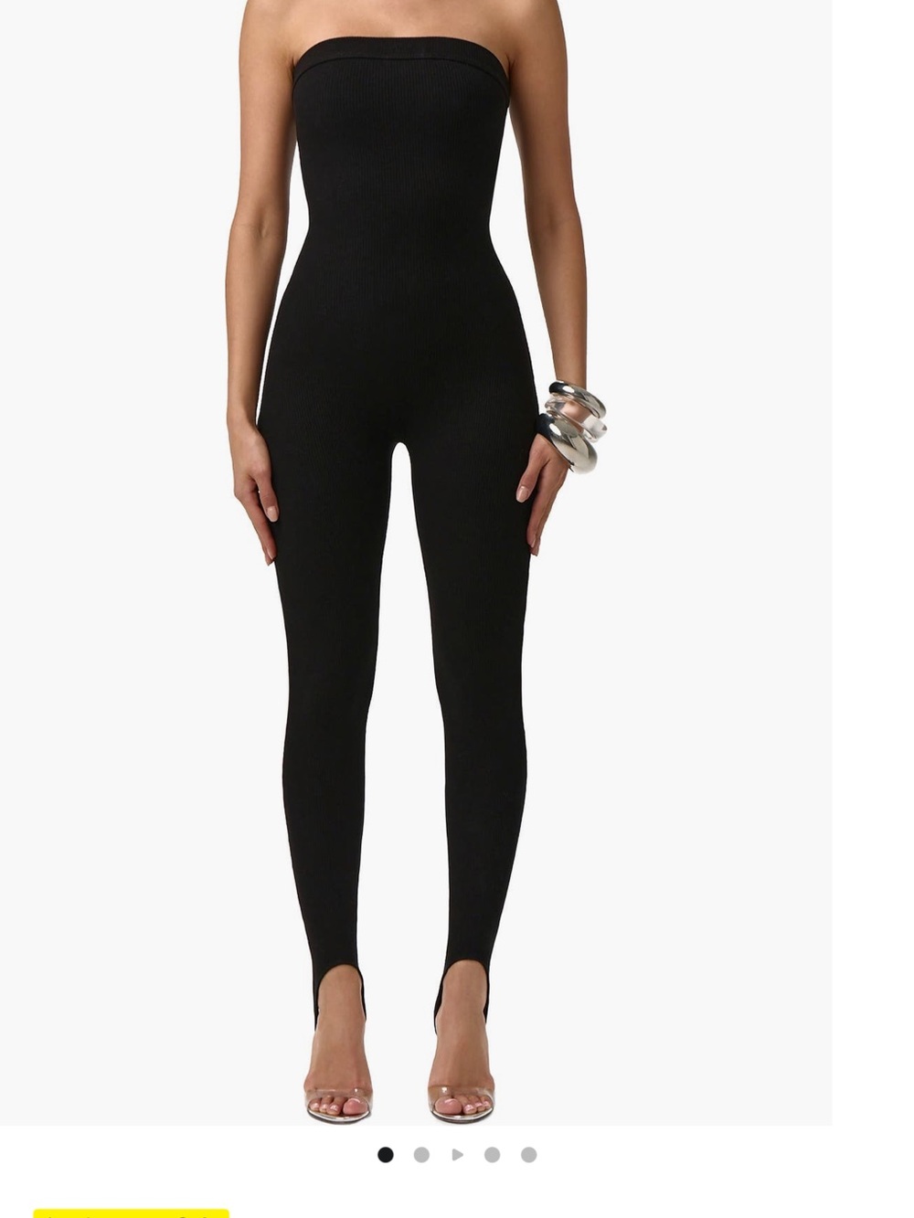 naked wardrobe Black Strapless Ribbed Jumpsuit